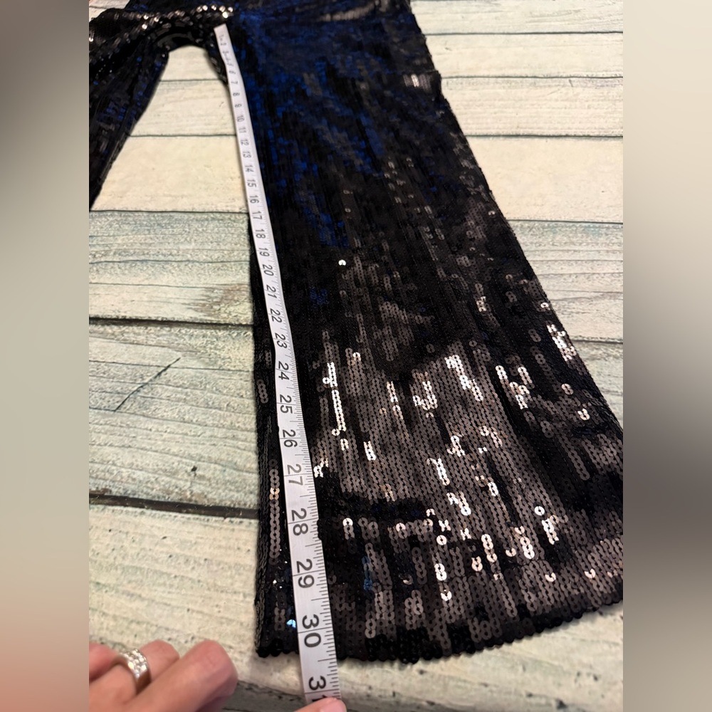 NWT INC black sequins pull on side zipper formal concert party pants. M - Picture 6 of 8